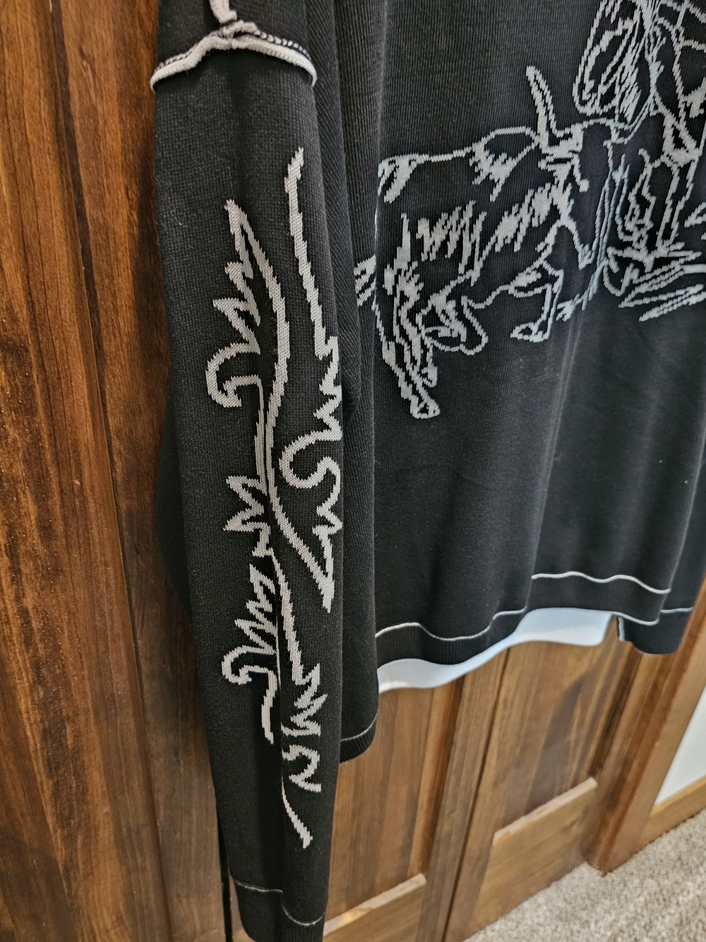 Womens Black Crewneck Sweater with Western Rodeo Graphic - Picture 2 of 5